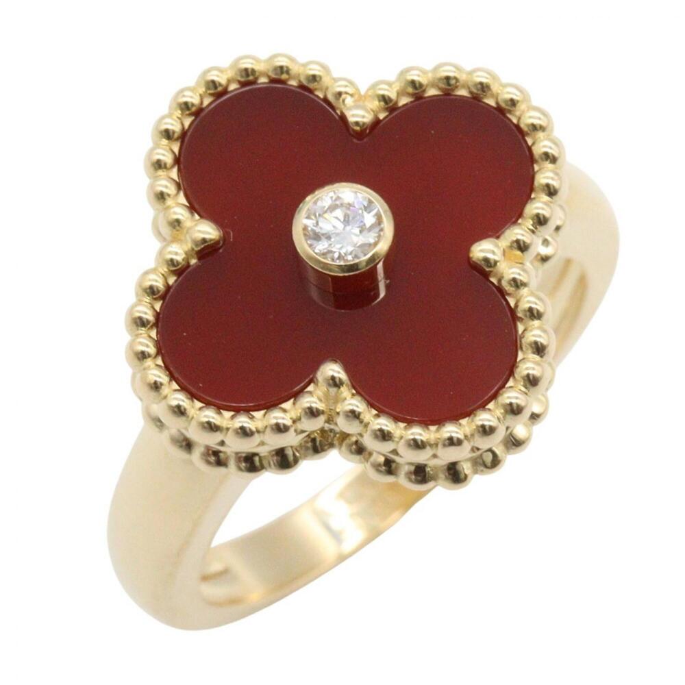 Van Cleef & Arpels Vintage Alhambra Carnelian 1PD Ring - 18K (Yellow Gold) Di...